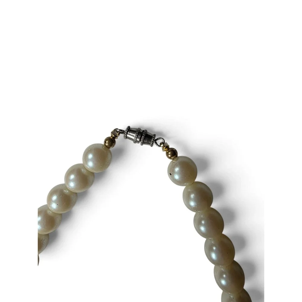 Vintage Faux Pearl and Faux Jade Statement Cocktail Necklace Boho Chic Green